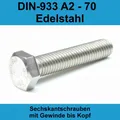 M8 Sechskantschrauben Edelstahl DIN 933 A2 V2A Maschinen Gewinde Voll 4017 M8x