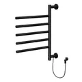 LuxeBath Handtuchwärmer Elektrisch mit 5 schwenkbaren Armen und Timerfunktion, Handtuchheizkörper Schwarz matt, 75Watt, 45-60°C, 450x622 mm, 180°Drehung Handtuchhalter, Wandmontierter Handtuchtrockner