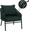 Aluminium-Gartenstuhl HWC-P90, Loungestuhl Sessel Outdoor, Seilgeflecht Rope Stoff/Textil (180g/m²) grün