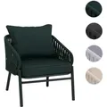 Aluminium-Gartenstuhl HWC-P90, Loungestuhl Sessel Outdoor, Seilgeflecht Rope Stoff/Textil (180g/m2) ~ grün