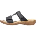 Rieker Damen Pantolette mit Klettverschluss und T-Riemen 60885, Größe:39 EU, Farbe:Schwarz - Schwarz - 39