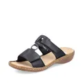 Rieker Damen Pantoletten 60885, Frauen Slipper,Schlupfschuhe,schluepfschuhe,Slides,Slip-ons,Backless Slipper,Gartenschuhe,schwarz (00),39 EU / 6 UK