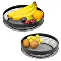 eluno Obstkorb - Brotkorb 2er Set, Moderne runde Obstschalen, Drahtkörbe in Zwei praktischen Größen - ideal geeignet für Obst, Gemüse, Brot und Snacks in Küche und Wohnzimmer aus schwarzem Metall