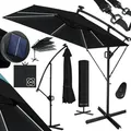 KESSER® Ampelschirm Holly Sonnenschirm Rechteckig mit und ohne LED Solar inkl. Abdeckung + Windsicherung mit Kurbel   Kurbel-Schirm mit Ständer UV-Schutz Aluminium Wasserabweisend Ø350cm Gartenschirm