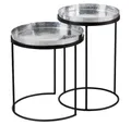 LebensWohnArt Couchtisch Modernes 2er Set Beistelltisch MARTELLO schwarz silber