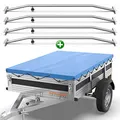 Tarpofix® Anhängerplane 266x160 cm + 4X Planenbügel | Anhänger Plane Flachplane aus PVC PLANENMATERIAL | Eduard 2615 Plane für PKW Hänger | Anhänger-Zubehör Abdeckplane + Flachplanenbügel | Blau