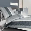 Janine Feinbiber Bettwäsche Davos 65097 silber anthrazit 135x200 cm + 80x80 cm - grau