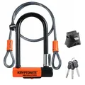 Kryptonite Evolution Mini-7 Bügelschloss aus gehärtetem Stahl mit Vinylbeschichtung, mit flexiblem Kabel und Flexframe-Halterung, Sicherheitslevel 7/10, für Fahrräder & E-Bikes, 1,61 kg, 8,3 x 17,8 cm