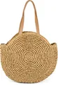 styleBREAKER runde Damen Basttasche mit langen Henkeln | Geflochtene Korbtasche als Strandtasche oder Shopper | Großes Hauptfach mit Reißverschluss, Farbe:Braun
