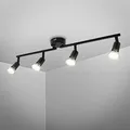 B.K.Licht - Deckenlampe schwenkbar, warmweiße Lichtfarbe, GU10 Fassung, LED Deckenleuchte, LED Lampe, Wohnzimmerlampe, Schlafzimmerlampe, Küchenlampe, Deckenstrahler, 60x10,5 cm, Matt-Schwarz