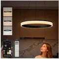 doporro Pendelleuchte Pendellampe Esszimmerlampe Dimmbar mit App & Fernbedienung Luvina02, einstellbarer Farbtemperatur von 3000–6000K, LED-Pendellampe schwarz 60 cm x 60 cm