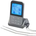 Rosenstein & Söhne Fleischthermometer: Funk-Braten- & Ofenthermometer mit 2 Fühlern & XL-Display, bis 250 °C (Backofenthermometer kabellos, Thermometer Backofen Funk, BBQ)
