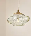 Lindby Hängeleuchte Piatra, amber/messing, Glas, Ø 16 cm, G9