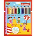 STABILO Trio dickes Set mit 18 Buntstiften und Bleistiftspitzer