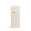 CREATE / RETRO FRIDGE 150 GOLD/Kühlschrank mit Gefrierfach 281L in Cremeweiß, Griff Gold / 102W, niedriger Energieverbrauch, 150cm, 3 Ablagen, Temperaturregelung,60x60x150cm