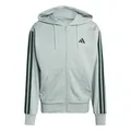 adidas Men's Essential Three Stripes French Terry Fullzip Hoodie, Wonder Sage/Collegiate Green, M