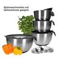 13 tlg. Rührschüssel Set Edelstahl 18/10 m. Griff Deckel + 4x Reibeeinsatz Skala