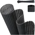 Sekey Sichtschutzmatte Pvc Sichtschutzzaun Gartenzaun, Doppelte Verstärkung, Anthrazit / 1,20 X 3 M