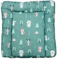 TupTam Baby Wickeltischauflage mit Baumwollbezug Gemustert, Farbe: Wald/Fuchs/Reh/Igel/Bärchen/Grün, Größe: 70 x 50 cm