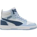 Puma Rebound V6 Mid Jr White-Dark Indigo-Haute Tropic Größe EU 39 - Weiß - 39