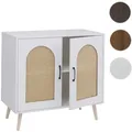 Kommode HWC-P51, Schrank mit Türen Anrichte Staufächer, Poly-Rattan MDF Melamin 79x80x40cm ~ weiß