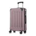 YONSLY Koffer Suitcase L Rose Rot, Trolley Reisekoffer, Rollkoffer Handgepäck mit 4 Rollen 360°, Hartschalenreisekoffer, Zahlenschloss, Weicher Gummigriff