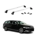 OMAC Dachträger Querträger TÜV geprüft für VW Passat B8 Variant 2014-2023 – Abschließbar (4 Schlösser) – Max 100 kg – Robuste Befestigung Silber