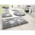 Grund Badematte Pusteblume, Badvorleger, Badezimmer Teppich, sehr weich, Höhe 20 mm, rutschhemmend beschichtet, schnell trocknend, fußbodenheizungsgeeignet, Polyacryl, halbrund, weiche Haptik, auch als 2-teiliges Set erhältlich, Made in Europe grau halbrund | 50 cm x 80 cm x 20 mm