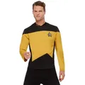 Smiffys Kostüm Star Trek TNG Uniform Lieutenant, Oberteil im Stil der Brückenuniform für den Bereich Technik & Sicher gelb XL