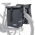 RAVE Fahrradtasche Gepäckträgertasche Voyage (Paar) - Schnelle, werkzeuglose Montage Dank Easy-Click-System - Wasserfest - Praktische Netz-Seitentasche - Abnehmbarer Schulter-Tragegurt