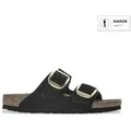 Birkenstock für Damen. 1023290 Leder-Sandalen Arizona Big Buckle Lenb (Schmale Passform) schwarz (36), Wohnung, Keine, Lässig