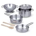 Melissa & Doug – Speelgoedpannenset – 8-delig – RVS – Met opbergrek Pots & Pans