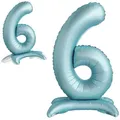 Luftballon 6. Geburtstag Zahl 6 Hellblau Stehende XXL Riesen Folienballon 82cm Geburtstagsdeko Jungen Ballon Zahl Deko zum Geburtstag.