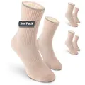 SAFERSOX Sportsocken Tanzsocken (Set, 3er Pack) Ohne Grip für saubere Drehungen, ohne sichtbares Logo beige 43-46