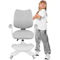 Mark Adler Junior 4.6 | Kinder Schreibtischstuhl Ergonomischer Kinderdrehstuhl | Fußablage | Sitztiefe einstellen | Verstellbare Armlehnen | Grau - Grau