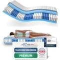 AM Qualitätsmatratzen Premium Taschenfederkernmatratze 140x220cm H3 24cm - Made in Germany & Oeko TEX Siegel - 7 Zonen Federkernmatratze 140x220 mit Lyocell Bezug - Ergonomische Matratze 140x220 H3