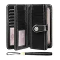 SENDEFN Geldbörse Damen Leder Portmonee Gross Frauen Clutch RFID Schutz Blocking große Kapazität Lang Geldbeutel mit 24 Kartenfächer und Portemonnaie Abnehmbare Handschlaufe