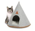 Canadian Cat Company Katzenzelt Katzenbett Cone - Katzen Tipi aus Filz, inkl. Flauschkissen, hellgrau