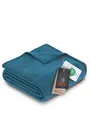 Ibena Porto Decke 150x200 cm – Baumwollmix weich, warm & waschbar, Kuscheldecke petrol einfarbig