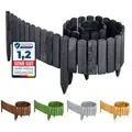 Garronda Rasenkante Beeteinfassung Holz Rollzaun Flexibler Rollborder Länge: 2m GD-0046 grau 200 cm x 40 cm
