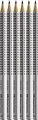 Faber-Castell 117697-6 Bleistifte GRIP 2001, Härtegrad: HB, Schaftfarbe: silber