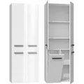 CDF Bad-Hochschrank NEL 1K DD | Farbe: Weiß glänzend | Modernes Badregal | Stauraumschrank | Geräumige Einlegeböden | Türen | Einfache Montage... - Weiß