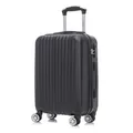 yonsly Reisekoffer Trolley Set, Rollkoffer Handgepäck, Kabinenkoffer, Travel Koffer Suitcase Hartschalenreisekoffer mit 4 Rollen 360°, Zahlenschloss, Weicher Gummigriff (M, Schwarz)