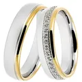 Trauring DOOSTI "Schmuck Geschenk Silber 925 Trauring Ehering Partnerring LIEBE" Gr. 50, gold (silberfarben, gelbgoldfarben), Fingerringe, 50, ohne Zirkonia, Silber 925 (Sterlingsilber), 5mm, Made in Germany - wahlweise mit oder ohne Zirkonia