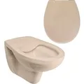 Calmwaters Wand-WC Spülrandlos Tiefspüler Set WC-Sitz Absenkautomatik Beige-Bahamabeige 99000190