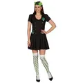 Metamorph Kostüm Glücksklee Kleid, Glück zum Anziehen: schwarzes Kleid mit Kleeblättern schwarz 36-38
