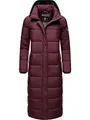 Navahoo Damen Wintermantel warmer Steppmantel lang mit abnehmbarer Kapuze Isalie Wine Gr. XL