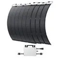 Kleines Kraftwerk Flexibles Balkonkraftwerk 900Wp – Flexible Solarmodule 4×225W Set inkl. Wechselrichter & Anschlusskabel – Solarpanel Komplettpaket für Balkon, Zaun & Sonderflächen