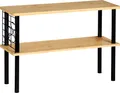 KESPER Küchenregal Bambus – 2 Ebenen – 55 x 20 x 38 cm – Metallgestell schwarz – inkl. Gitterhaken & Drahtgitter für Küchenutensilien – 58809