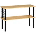 Kesper | Küchenregal, Material: Bambus, Metall, Maße: 55 x 20 x 38 cm, 2 Ablagen, Drahtgitter mit 3 Haken, Farbe: Schwarz-Natur | 58809